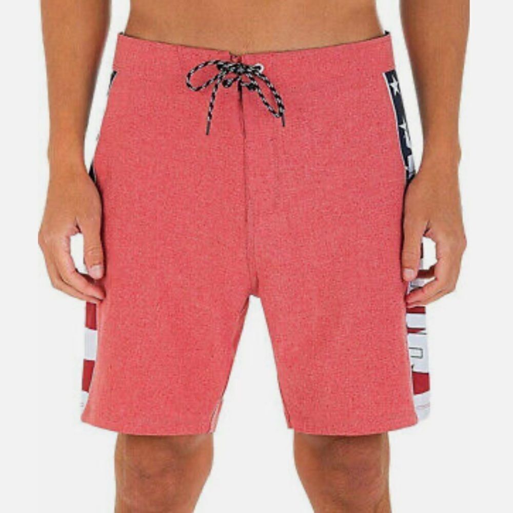 Hurley DB0344 Phantom Fastlane Americana 18" Boardshorts 30Waist Heather Red Nwt